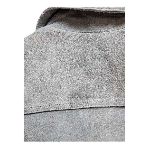Vintage A.M.I. Suede Leather Jacket L Gray Satin Lined Western Y2K 90s - Picture 10 of 16